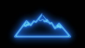Neon mountain range icon with glowing peaks representing landscape.	 - Powered by Shutterstock - Get 15% off with code: PIKWIZARD15