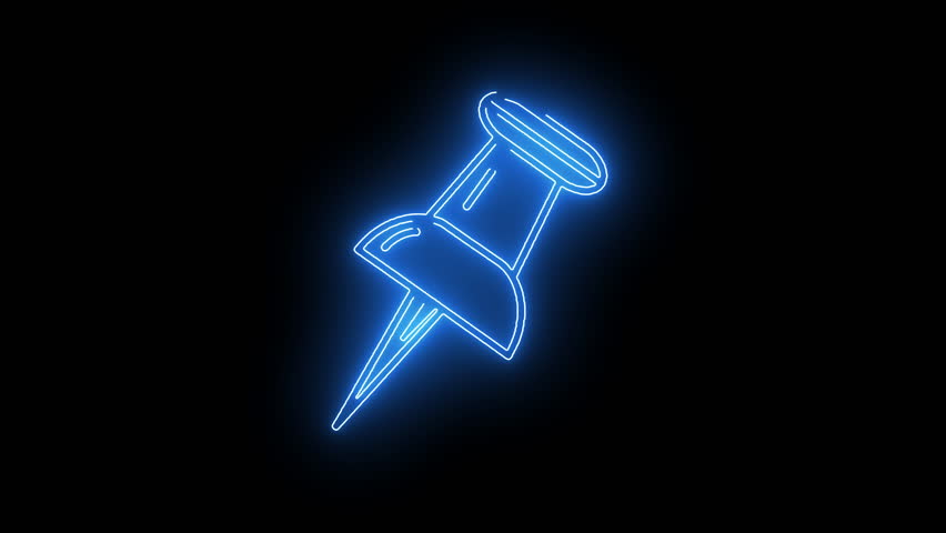 Neon pushpin icon, often used to pin documents or locations.	