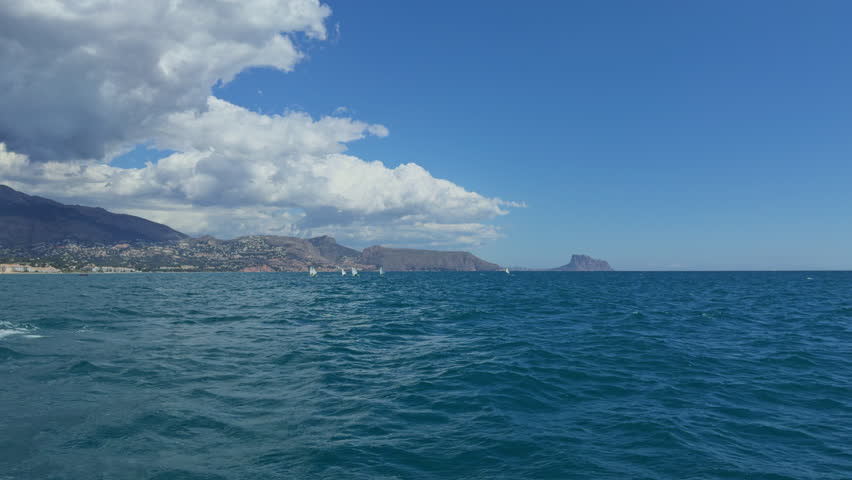 Altea city cityscape view from the sea in Alicante Mediterranean