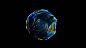 4k 60fps. Abstract Iridescent Liquid Sphere on Black Background. Futuristic 3D Fluid Animation for Science and Art Concepts. Seamless loop. 3d bubble. - Powered by Shutterstock - Get 15% off with code: PIKWIZARD15