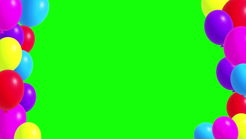 Colorful Party Balloons Frame on Green Screen
