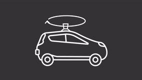 LIDAR car white line animation. AI vehicle animated icon. Moving arrow, circle. Shaking transport. Navigation sensors, modern technology. Isolated element on dark background. Alpha transparent video - Powered by Shutterstock - Get 15% off with code: PIKWIZARD15