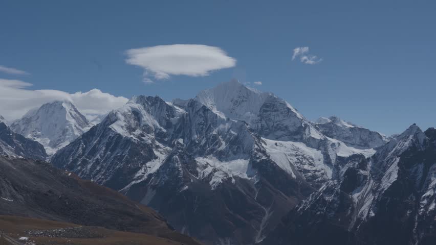 Snowcapped Mountains of Langtang National Park seen from Tserko Ri in the Himalayas of Kyanjin Gompa, Nepal