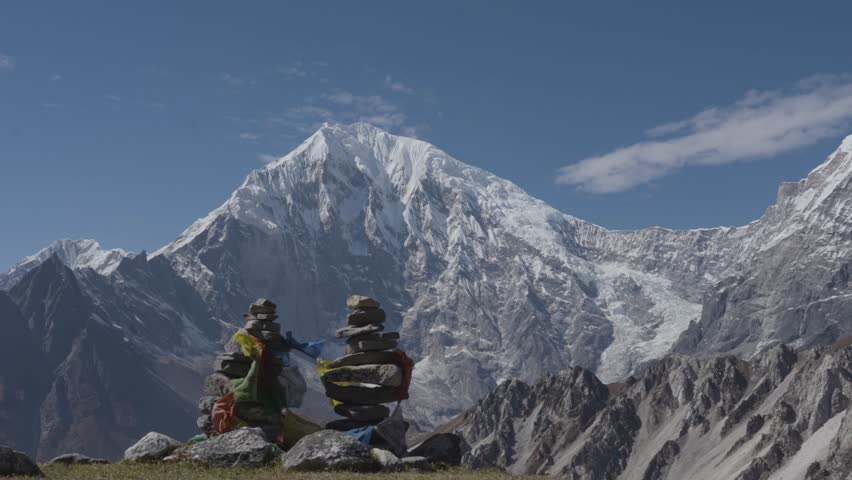 Snowcapped Mountains of Langtang National Park seen from Tserko Ri in the Himalayas of Kyanjin Gompa, Nepal