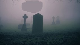 Eerie Graveyard in thick fog and mist medium 4k shot selective focus - Powered by Shutterstock - Get 15% off with code: PIKWIZARD15