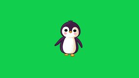 Animated penguin standing on green screen, perfect for childrens animation, video editing, and compositing. Green screen allows easy background replacement for creative projects. - Powered by Shutterstock - Get 15% off with code: PIKWIZARD15