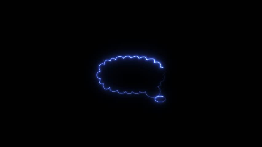 abstract cloud icon neon line. Glowing Neon cloud Icon animation on a Black Background