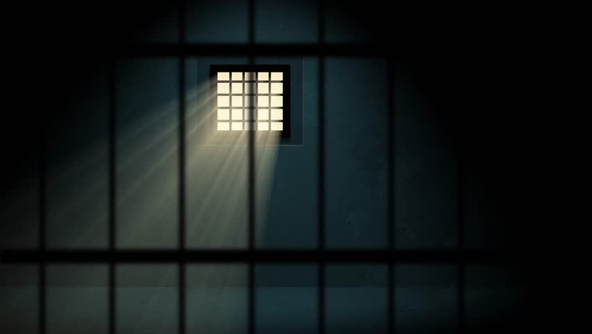 Animation of an empty prison cell with rays of light from the window. 4K.