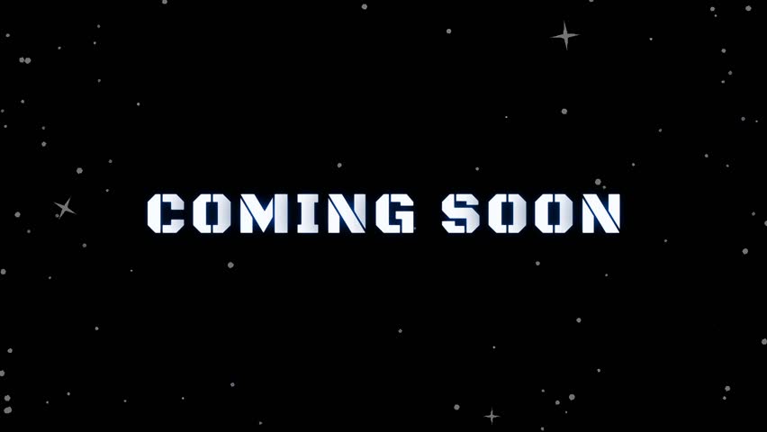 Animated "Coming Soon" text over a dark starry space background. Perfect for upcoming events, tech launches, futuristic presentations, or digital content intros.