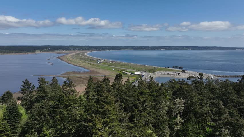 Drone shot revealing Whidbey Island