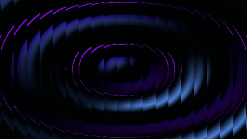 Seamless loop of deep blue and purple animated concentric waveforms, with mirrored distortion and kaleidoscopic pulse. Bold, immersive energy radiates from the center in rhythmic motion.