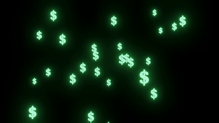 A Set of Exploding Neon Dollar Sign Overlays