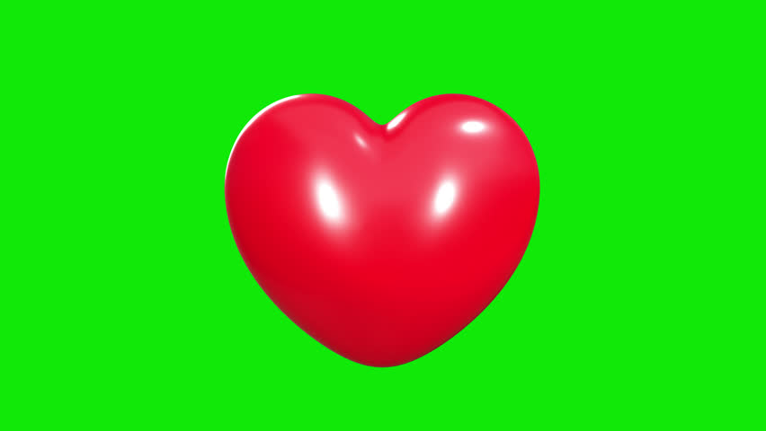 Isolated Heart Spinning Animation with Seamless Loop on Green Screen Chroma Key Background. Perfect Valentine's Day Motion Graphics for Romance Love and Wedding Concept