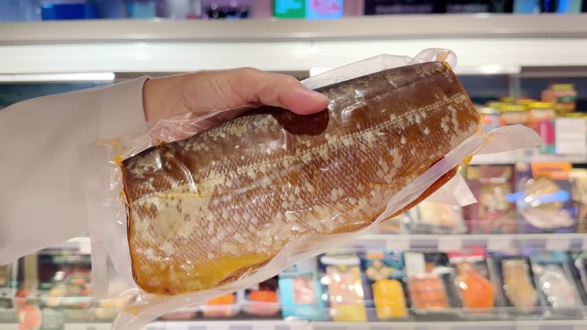 fresh fish and seafood in supermarket