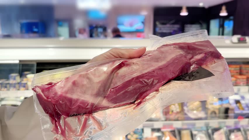 choosing pork, beef and other meats at the grocery store