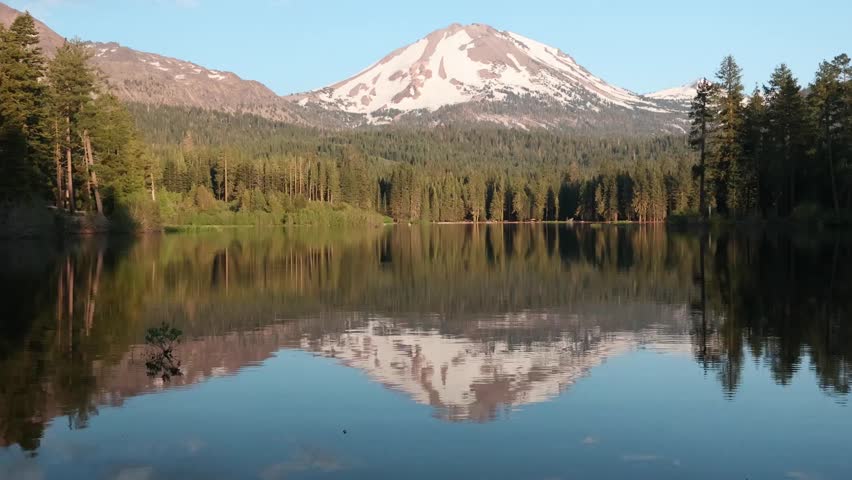 View of Mount Lassen over Manzanita Lake