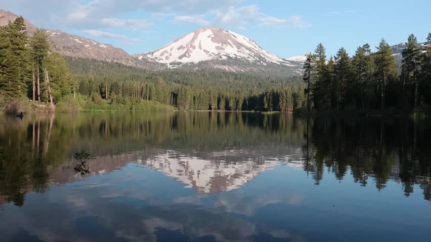 View of Mount Lassen over Manzanita Lake