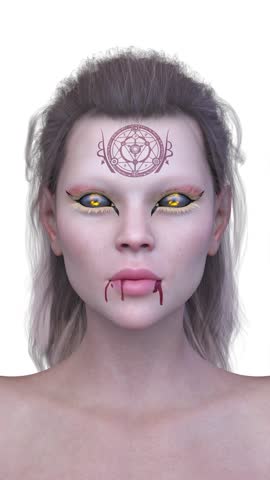 3D rendering of a female vampire face close-up