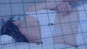 Therapist pressing client torso and activating health monitoring grid with colored graphs. Wellness, therapy, biometry, health, biomechanics, rehabilitation, accuracy - Powered by Shutterstock - Get 15% off with code: PIKWIZARD15