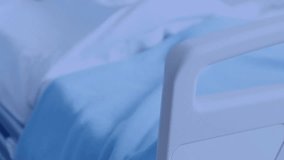 Animating medical map UI, gloved hand adjusting sheet tracking female child patient opening eyes. Digital, interface, healthcare, technology, pediatric, recovery, wellness - Powered by Shutterstock - Get 15% off with code: PIKWIZARD15