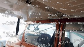 Pilot entering cabin grasping bracket with data overlay guiding secure handle mounting in aviation. Aviation, cockpit, aircraft, maintenance, technical, precision, engineering - Powered by Shutterstock - Get 15% off with code: PIKWIZARD15