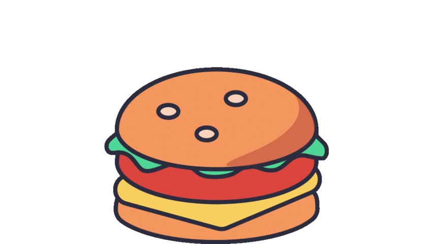 Cartoon Hamburger Food Animation 4K