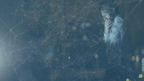 Office worker tapping tablet and summoning holographic network overlay for real-time data analysis. Tech, innovation, cybersecurity, data, digital, modern, futuristic - Powered by Shutterstock - Get 15% off with code: PIKWIZARD15