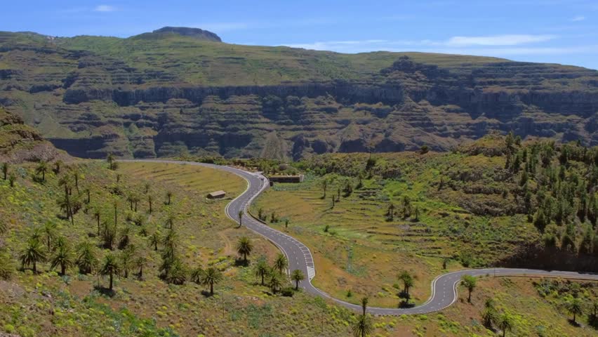Winding Mountain Road Scenic Landscape Aerial View