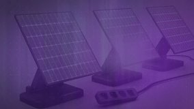 One second in grid fading over solar panels, line graph, bars rising, shrinking for energy output. Renewable, energy, innovation, technology, analytics, visualization, futuristic - Powered by Shutterstock - Get 15% off with code: PIKWIZARD15