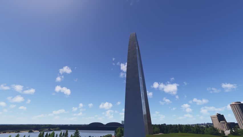 3D - Circular aerial view of Museum at the Gateway Arch in St. Louis. Missouri. United States