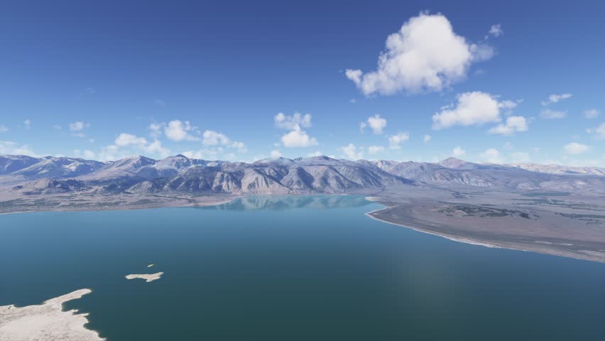 3D - Drone aerial view of Mono Lake in California. United States
