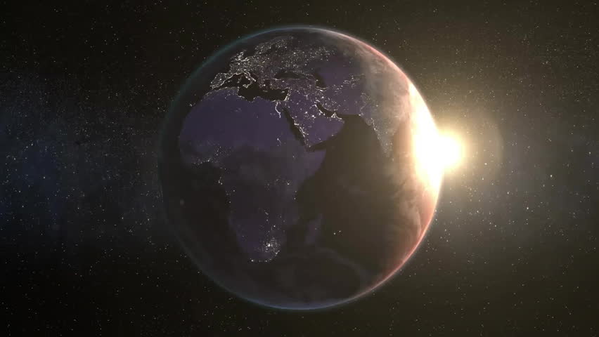 Sun cresting behind Earth initiating green code cascading over rotating globe visualizing data flow. Global, futuristic, technological, digital, space, nightscape, data - Powered by Shutterstock - Get 15% off with code: PIKWIZARD15