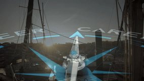 Compass rose fading triggers needle pivoting clockwise highlighting career direction at dusk harbor. Navigation, trajectory, experimentation, exploration, guidance, innovation, progression - Powered by Shutterstock - Get 15% off with code: PIKWIZARD15