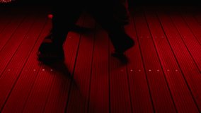 Friends walk on bridge with vibrant red lights glowing, vibrant energy of night sparking laughter, vibrant city backdrop enhancing mood. Friends stroll under dynamic lights, ideal for lively campaigns - Powered by Shutterstock - Get 15% off with code: PIKWIZARD15