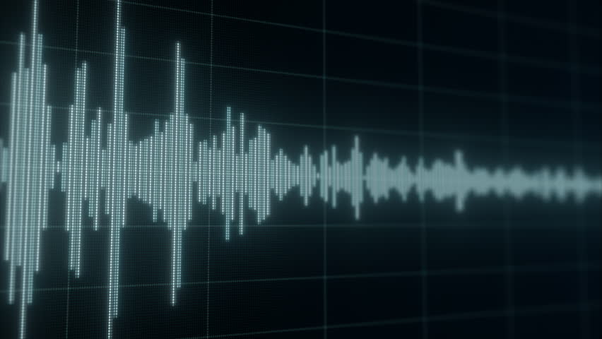 Digital Voice Recording Waveform: Surveillance, Wiretapping, and Eavesdropping Audio Analysis. Blue Sound Waves on Dark Grid for Audio Monitoring, Spying, Security, and Intelligence Operations