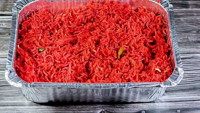 Red Basmati rice, Basmati is a variety of long, slender-grained aromatic rice which originates from the Indian subcontinent, in India and Pakistan, Cooked Indian yellow rice with carrots