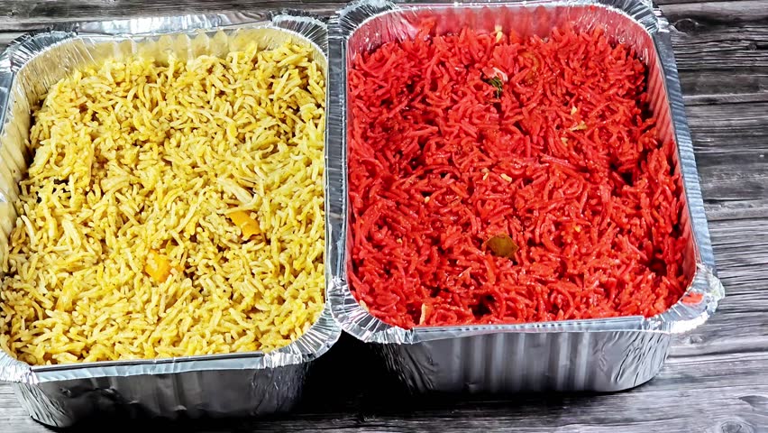 colorful Basmati rice, Basmati is a variety of long, slender-grained aromatic rice which originates from the Indian subcontinent, in India and Pakistan, Cooked Indian yellow rice with carrots
