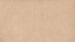 Vintage paper texture background video with stains and checkered grid. Kraft paper texture, aged old notebook page, diary sheet template backdrop 4K stop motion. Empty abstract loop animation backdrop - Powered by Shutterstock - Get 15% off with code: PIKWIZARD15