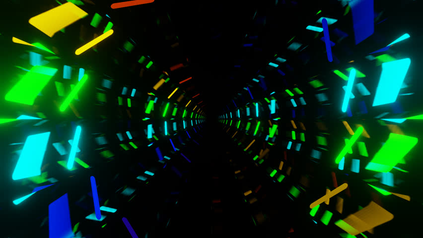 Multicolor Neon Circles Mirror Tunnel Background VJ Loop in 4K
