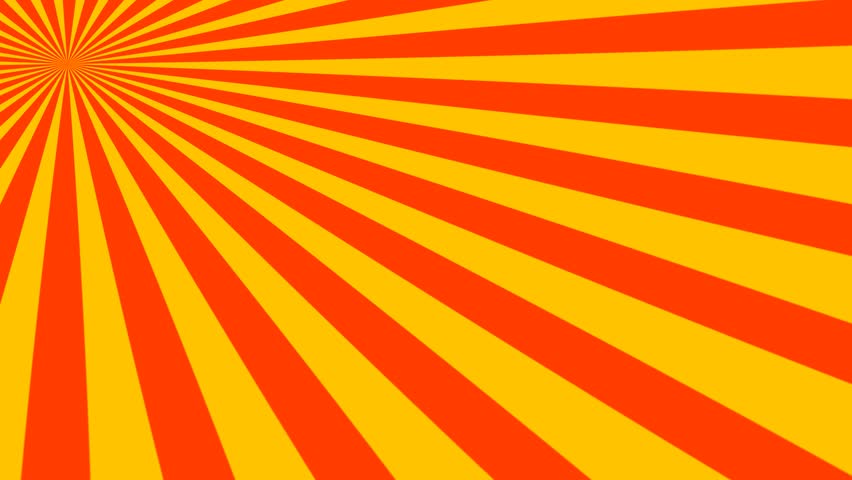Yellow orange sunburst with diagonal rotating rays from top left and right corners background animation. 4K animated sunburst background for ads, campaigns, motion graphics, and promos.