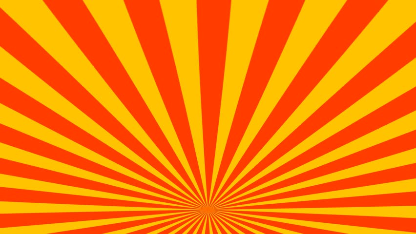 Yellow orange sunburst with diagonal rotating rays from bottom and top horizon background animation. 4K animated sunburst background for ads, campaigns, motion graphics, and promos.