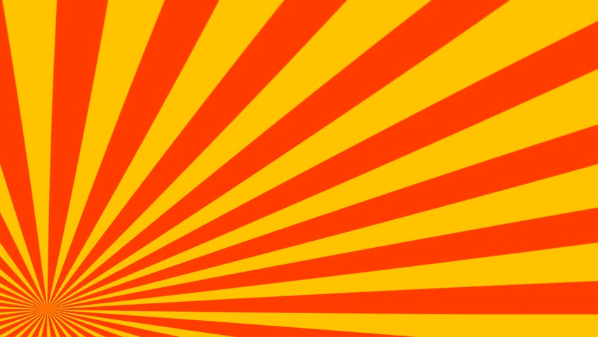 Yellow orange sunburst with diagonal rotating rays from bottom left and right corners background animation. 4K animated sunburst background for ads, campaigns, motion graphics, and promos.