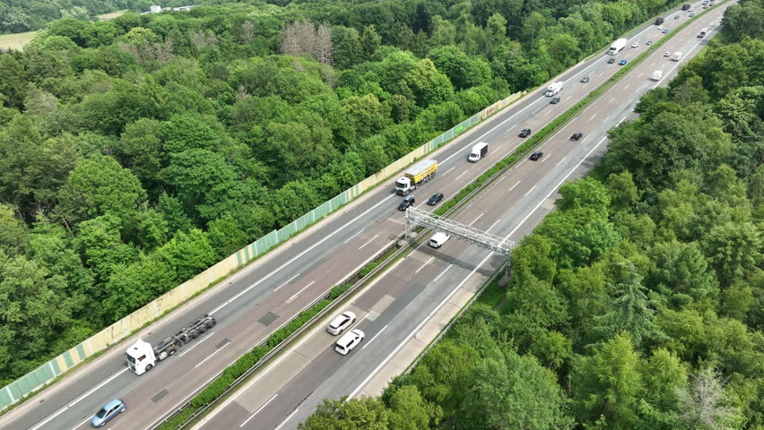 Truck toll - gantry and traffic on German highway