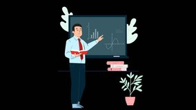 "Male teacher explaining a concept in front of a chalkboard with two drawn charts. Educational classroom setting, ideal for topics in science, math, or data analysis. Blackboard with diagrams, academi - Powered by Shutterstock - Get 15% off with code: PIKWIZARD15