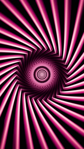 3D animation seamless loop of glowing rotating tunnel with geometric spiral creating hypnotic futuristic animation effect