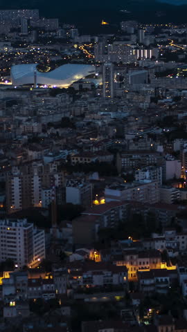 8-8-2023 Marseille - Vertical Video of Marseille, Bouches-du-Rhone, France, Vertical Aerial View Shot