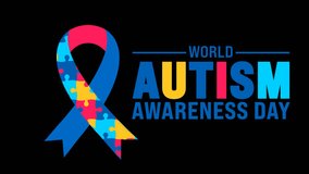 Animated loop of the autism awareness ribbon with vibrant puzzle patterns on a alpha matte background. - Powered by Shutterstock - Get 15% off with code: PIKWIZARD15