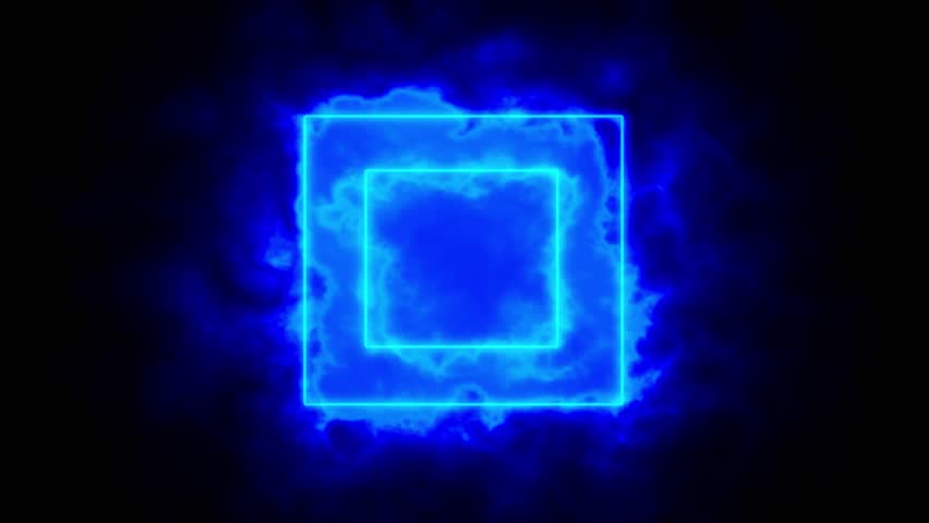 moving animation of a square frame that lights up like a sword saber. rotating glowing box background
