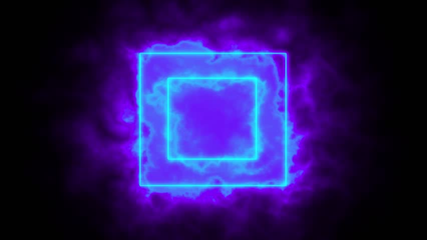 moving animation of a square frame that lights up like a sword saber. rotating glowing box background
