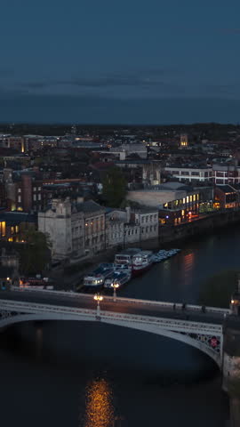 8-8-2022 York - Vertical Video of York, North Yorkshire, United Kingdom, Vertical Aerial View Shot